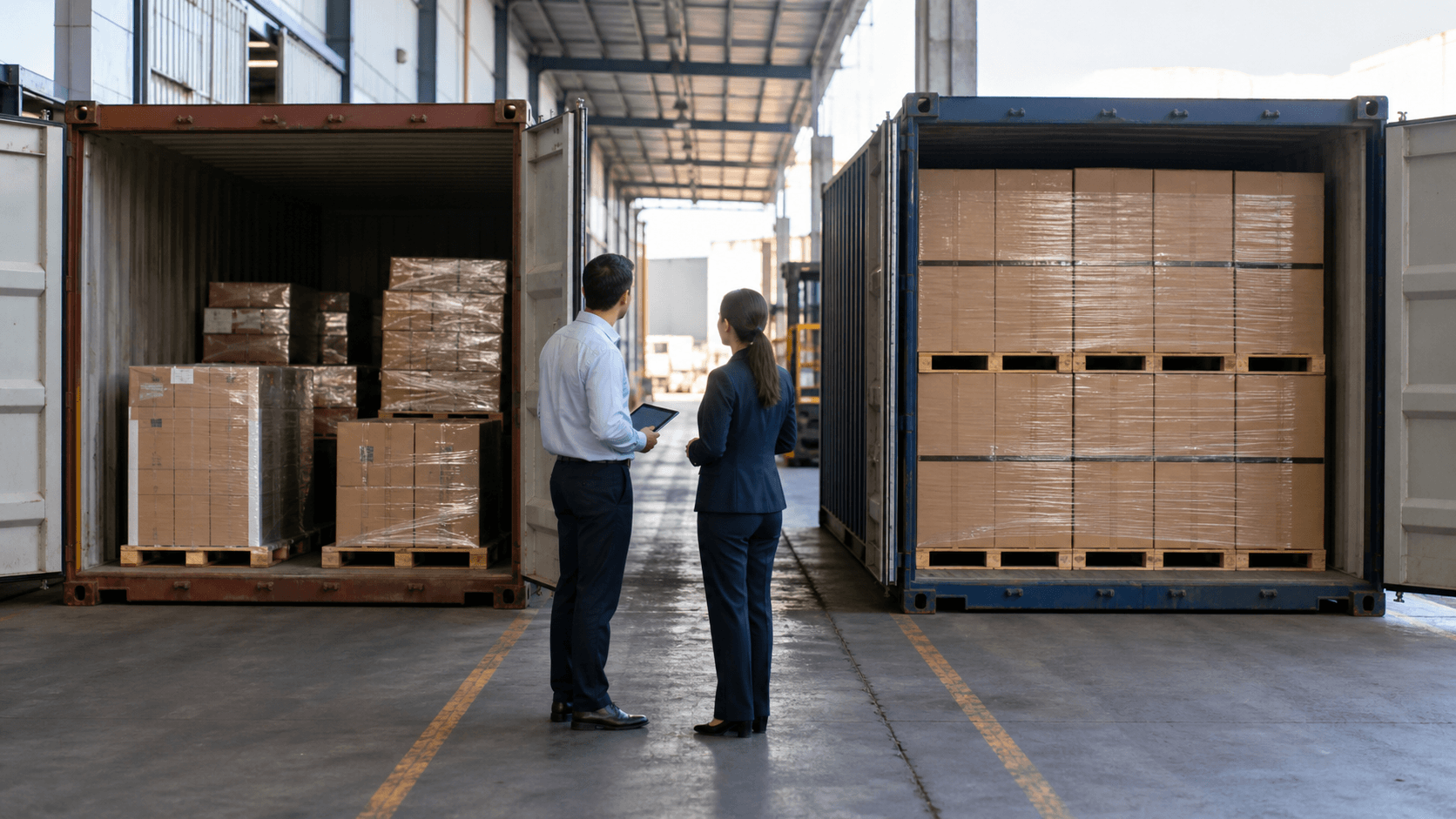LCL shared pallets compared with an FCL container reserved for one importer