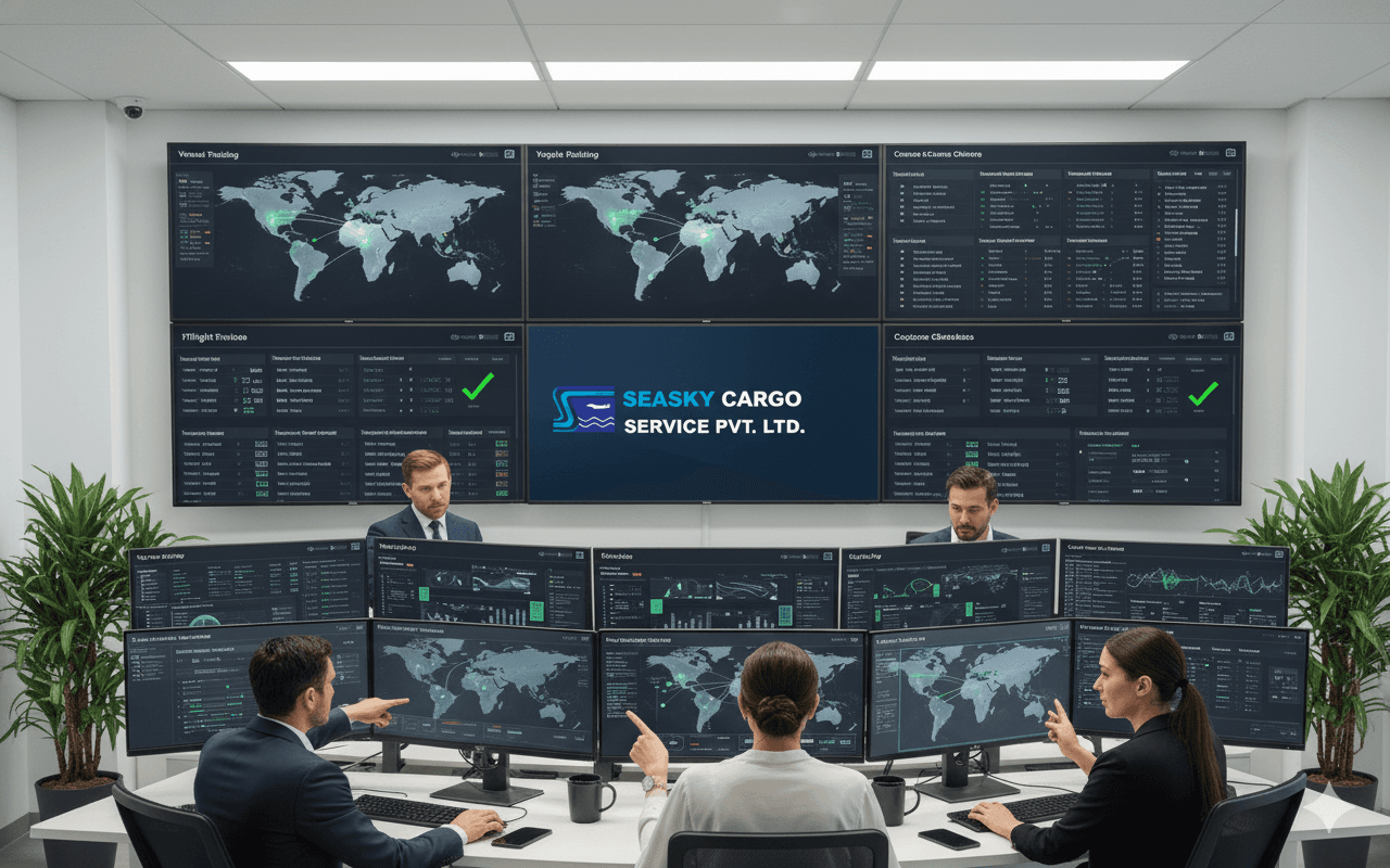 Sea Sky operations team monitoring and managing shipments in real time.