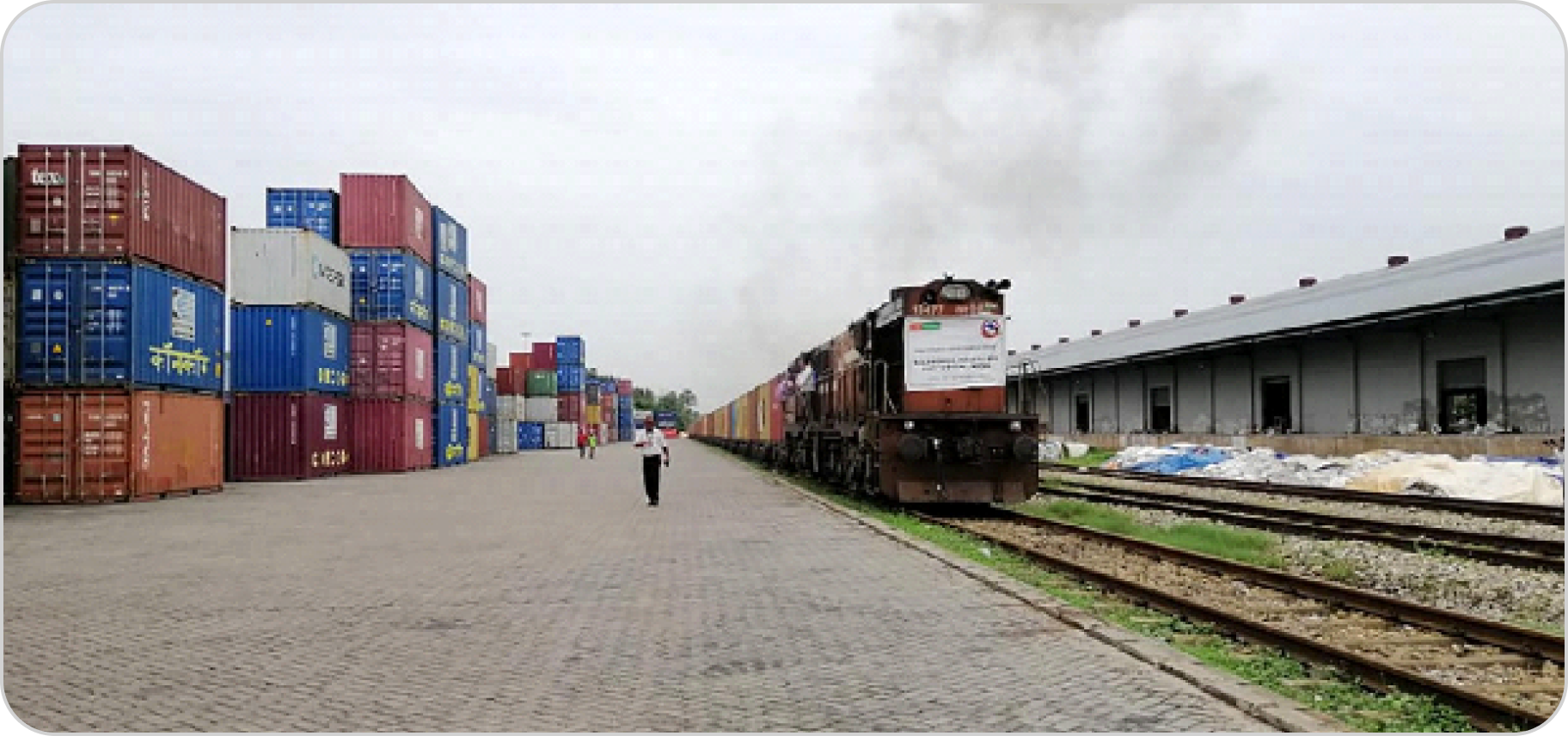 Indian Rail with containers in ICD DRY PORT, BIRGUNJ, NEPAL.